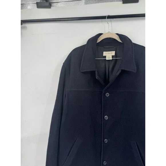 J. Crew Wool Blend‎ Peacoat Women Large Navy Blue Button Up Winter Nautical - Picture 5 of 6